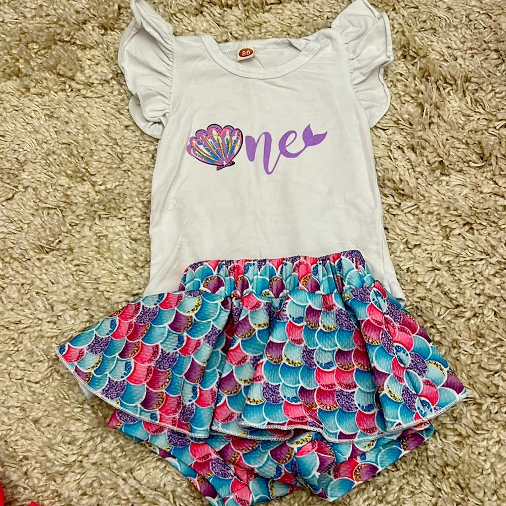 Baby girl mermaid birthday outfit
